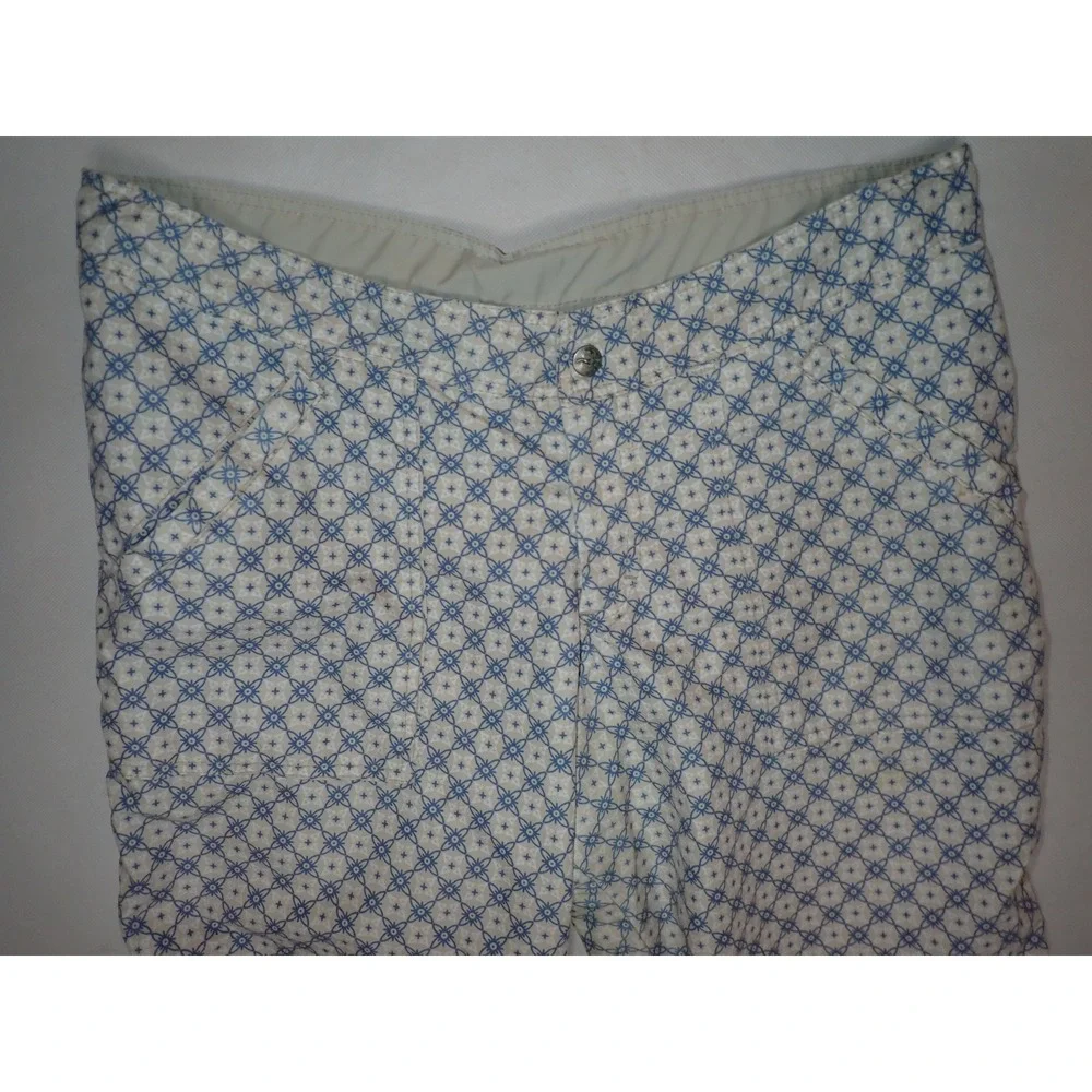 Prana Cropped Hiking Casual Pants Women L Blue Floral Nylon Quick Dry Gorpcore